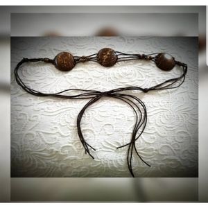 Ornate macrame rope belt 3 disc medallion boho